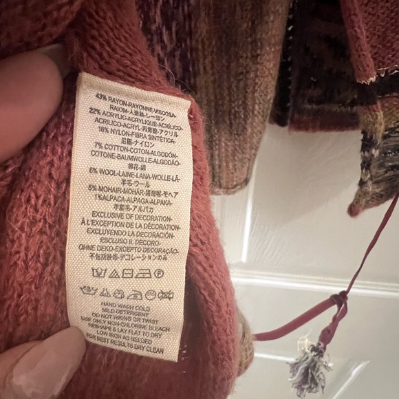 Free People Burgundy Rose V Neck Sweater - Picture 5 of 5